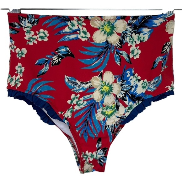 Diane von Furstenberg - “Cheeky Ruffle Bikini” High-Waist - Est Size XS/0, Red - Picture 13 of 16